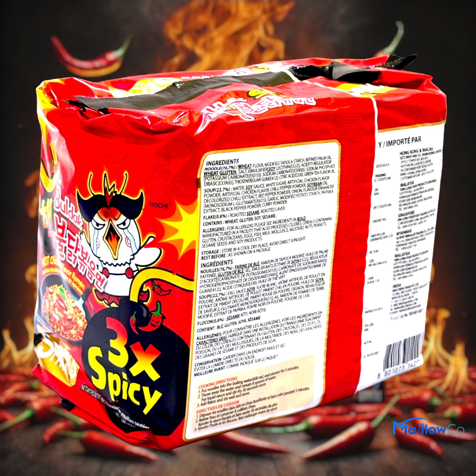 Samyang Buldak Ramen Noodles 3x Spicy 140gm x 5pkt - Snacks & Biscuit 1packet