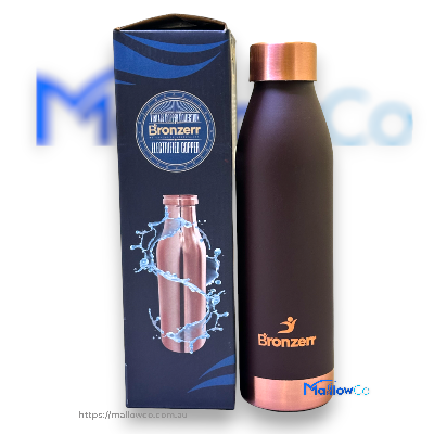 Bronzerr Copper Water Bottle Type 14 Dark Brown Plain Style - Kitchen & Utensils 1ltr - Image 1