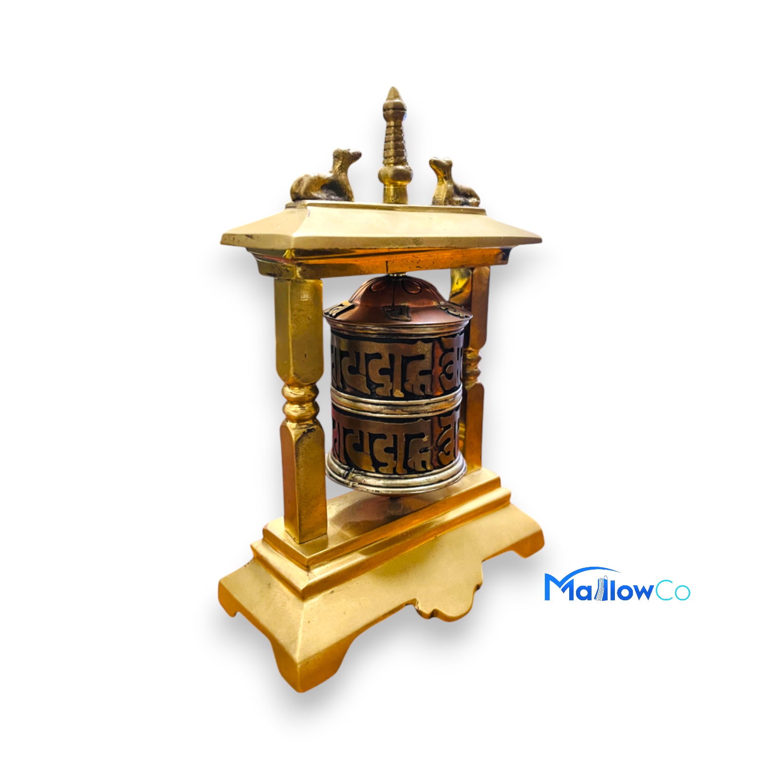 Buddhist Prayer Wheel With Frame Brass - Festive & Occasions 1pcs