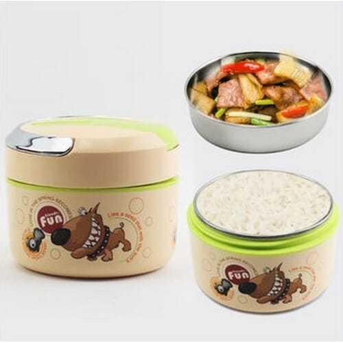 QQ Lunch Box Stainless Steel Inside 800ml Tiffin Box - Kitchen & Utensils 3pcs by MD - Image 1