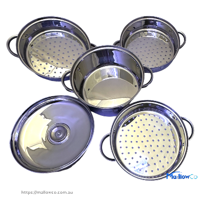 Indian Root Momo Steamer 26cm Diameter 30cm Height - 3 Layers - Stainless Steel - Kitchen & Utensils 1pcs