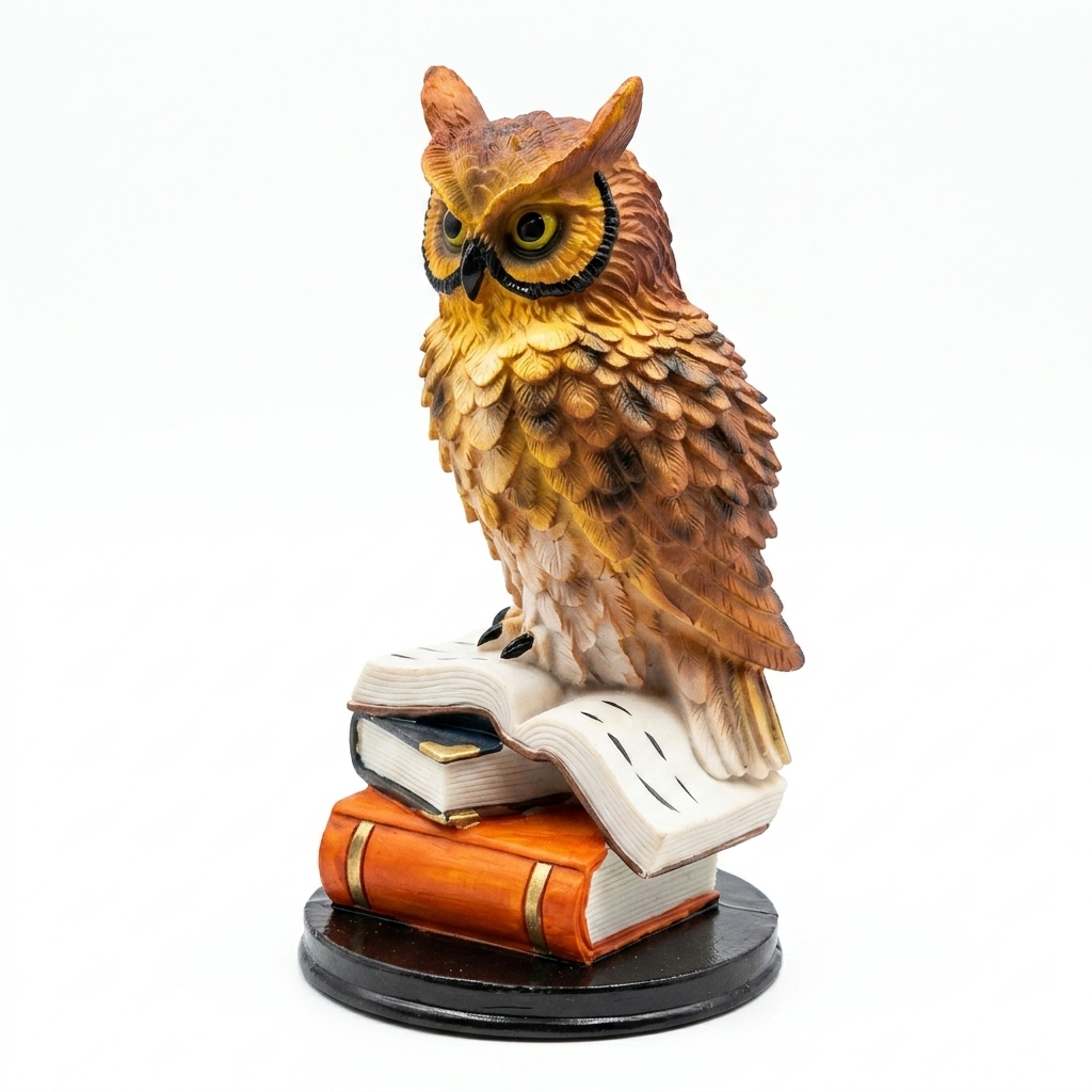 Vintage-Style Wise Owl Statue with Reading Glasses - Gift & Stationary 1pcs - Image 1