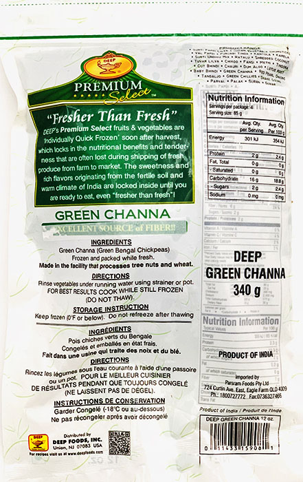 Frozen Green Channa (Green Chickpeas ) - Frozen & Fridge Foods 340gm - Image 2