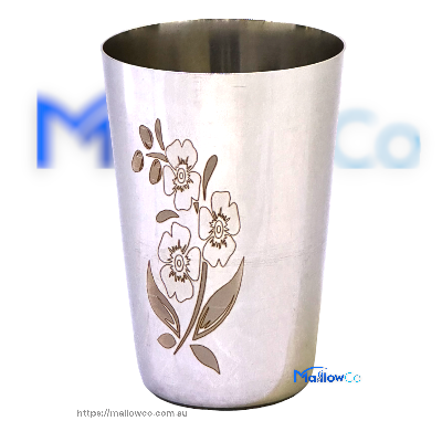 Stainless Steel Cup Glass Ice Laser 8 Flower Design - Kitchen & Utensils 1pcs - Image 1