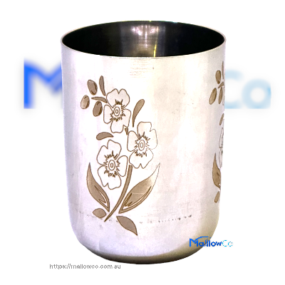 Stainless Steel Cup Glass Royal Laser 10 Flower Design - Kitchen & Utensils 1pcs - Image 1