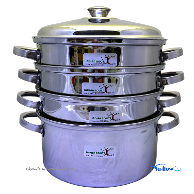 Indian Root Momo Steamer 26cm Diameter 30cm Height - 3 Layers - Stainless Steel - Kitchen & Utensils 1pcs