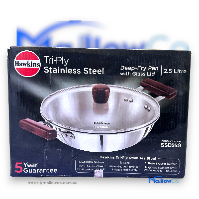 Hawkins Deep Fry Pan Kadai 2.5L Stainless Steel Gas Induction 3mm Thick 26cm Diameter - Kitchen & Utensils 1pcs - Image 5