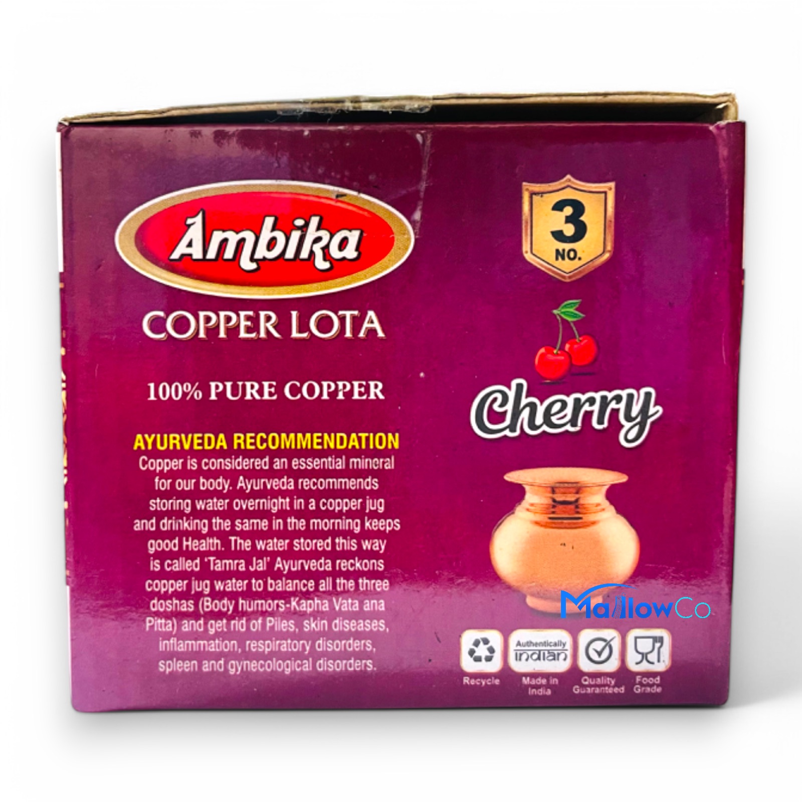 Copper Loti 3 No 100% pure - Festive & Occasions 1pcs