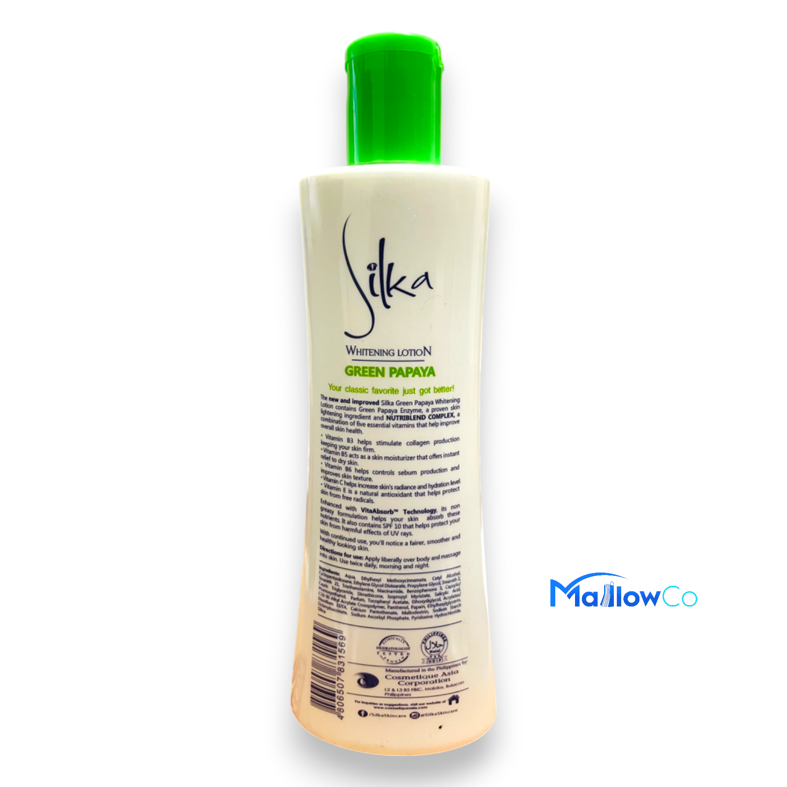 Silka Whitening Lotion Green Papaya 200ml - Cosmetics & Health 1pcs - Image 1