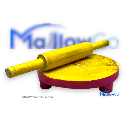 Wooden Chakla Belan Roti Belan Rolling Pin Round Pastry Board 21cm Diameter - Kitchen & Utensils 1pcs - Image 1