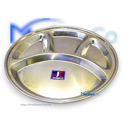 4 Compartment Round Plate Stainless Steel 33cm Diameter - Kitchen & Utensils 1pcs - Image 1