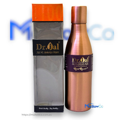 Dr Jal Copper Water Bottle Type 10 Light Brown - Kitchen & Utensils 1ltr - Image 1